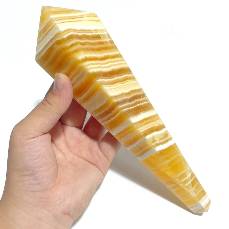 8 Pieces Yellow Calcite Magic Scepter Wand Points With Stand - Image 5