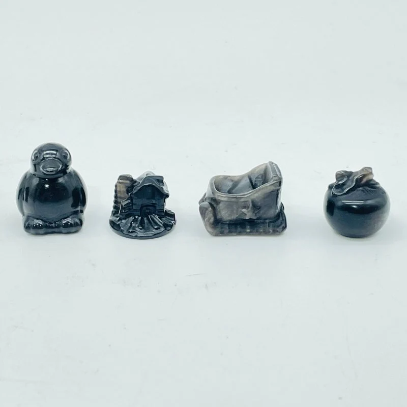 8 Types Mini Black Obsidian Christmas Carving Wholesale Apple Santa Claus Penguin - Image 2