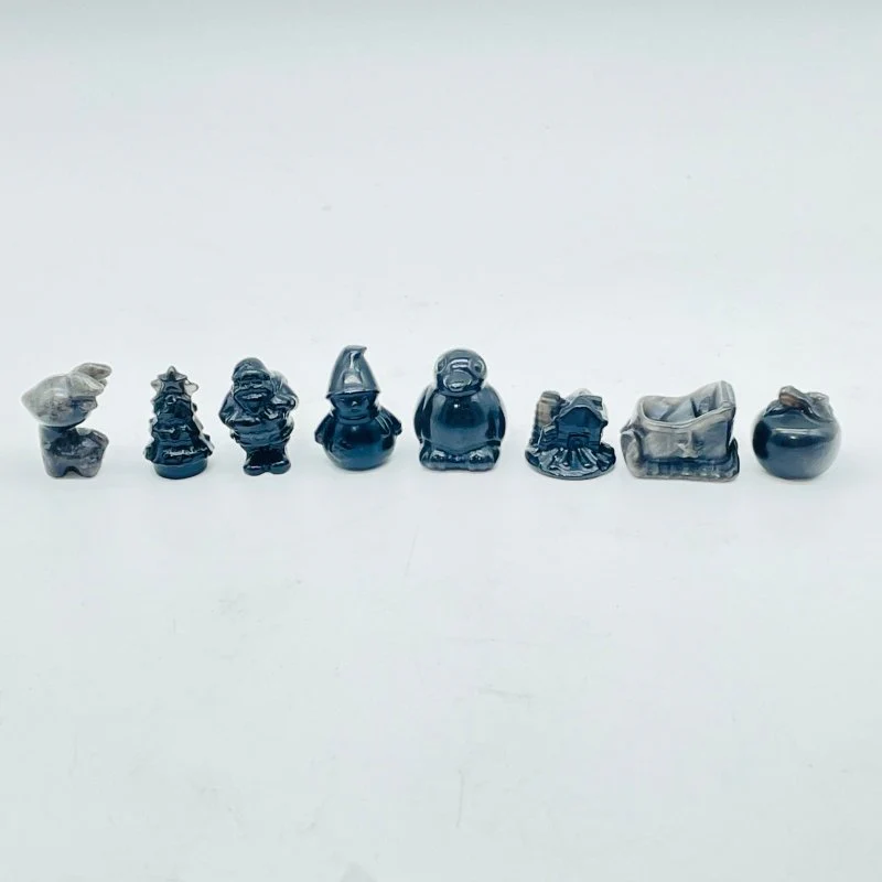 8 Types Mini Black Obsidian Christmas Carving Wholesale Apple Santa Claus Penguin - Image 3