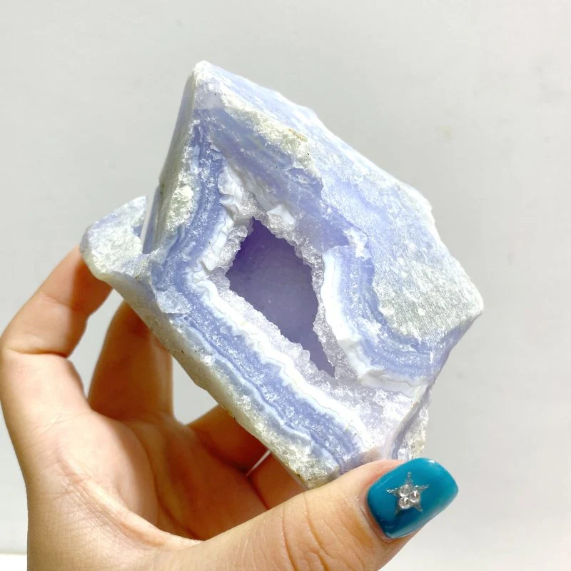 8 Pieces Large Blue Chalcedony Geode Druzy Free Form - Image 3