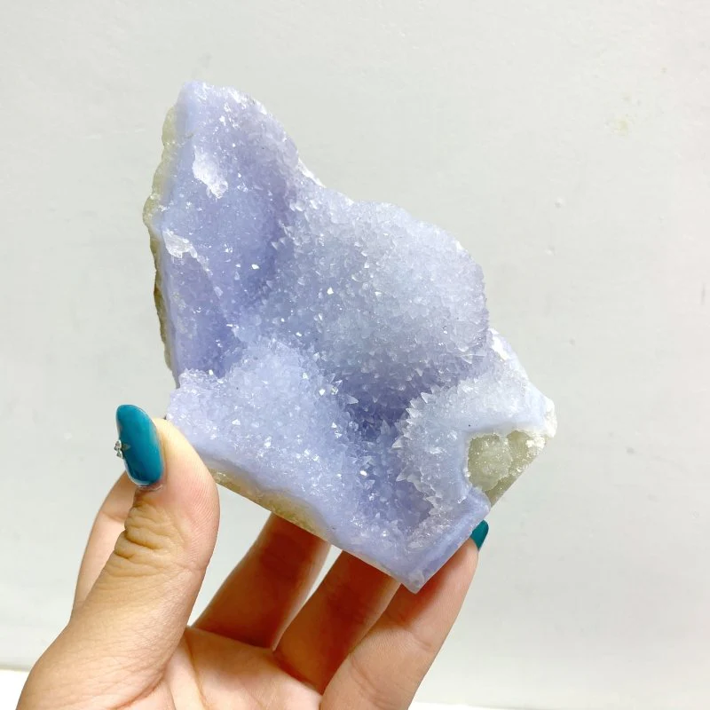 8 Pieces Large Blue Chalcedony Geode Druzy Free Form - Image 5