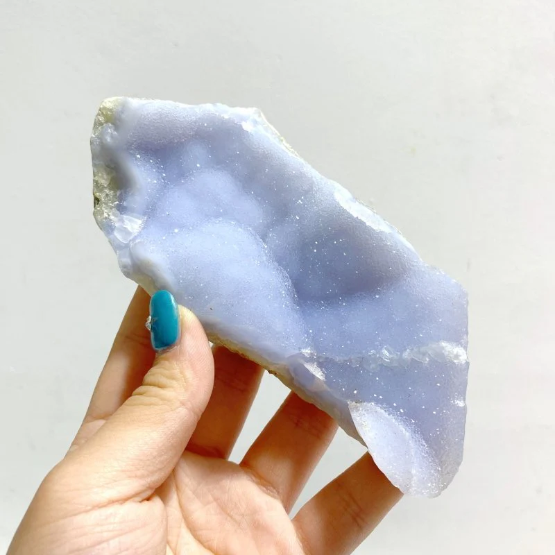 8 Pieces Large Blue Chalcedony Geode Druzy Free Form - Image 6