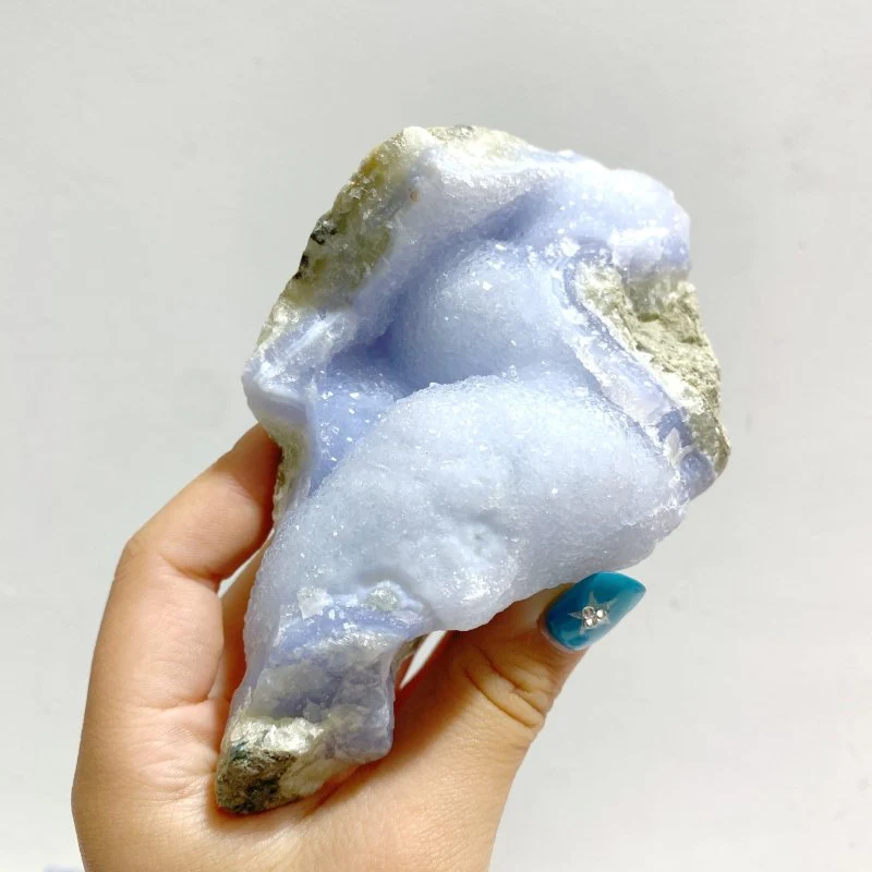 8 Pieces Large Blue Chalcedony Geode Druzy Free Form - Image 7