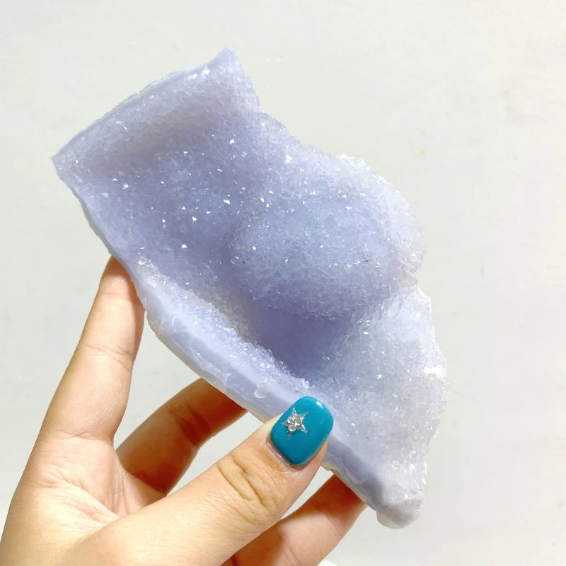 8 Pieces Large Blue Chalcedony Geode Druzy Free Form - Image 8