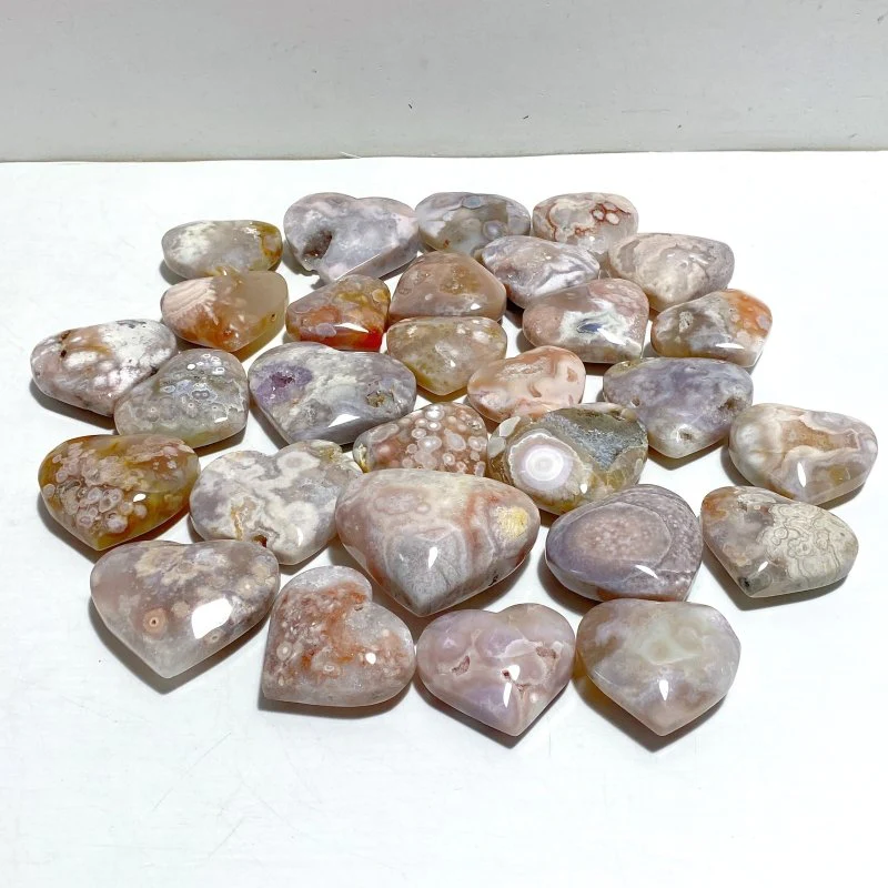 31 Pieces Geode Sakura Flower Agate Heart