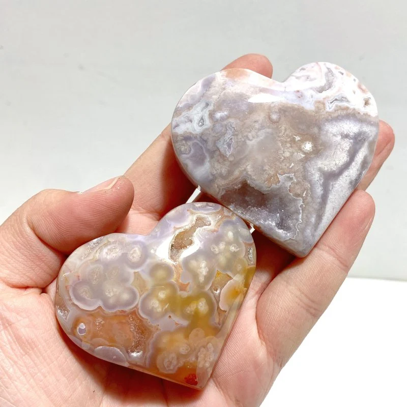 31 Pieces Geode Sakura Flower Agate Heart - Image 4