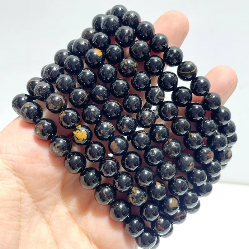 8mm Black Tourmaline Mixed Yellow Impurity Bracelets Wholesale