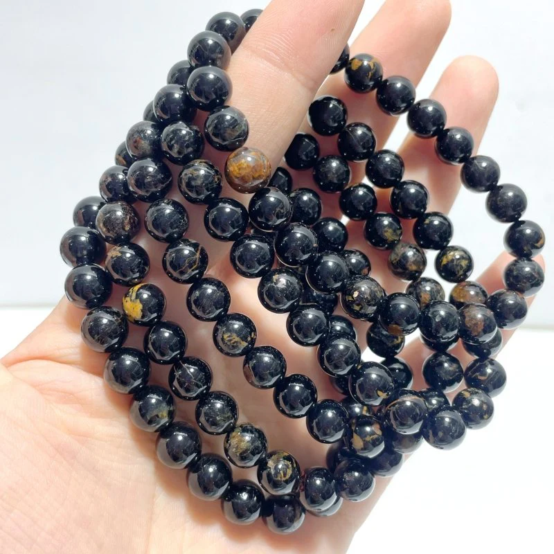 8mm Black Tourmaline Mixed Yellow Impurity Bracelets Wholesale - Image 2