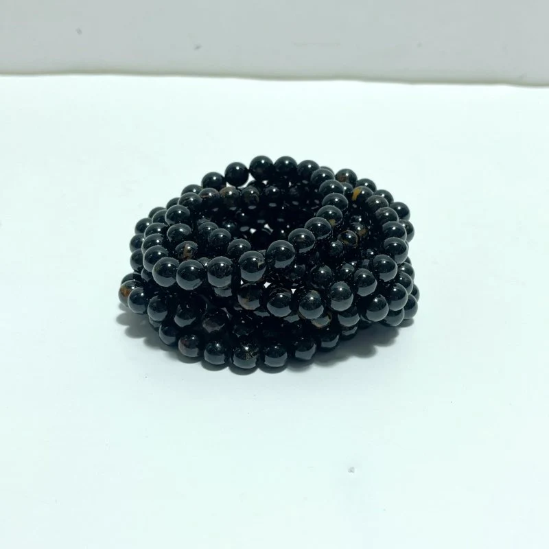 8mm Black Tourmaline Mixed Yellow Impurity Bracelets Wholesale - Image 3