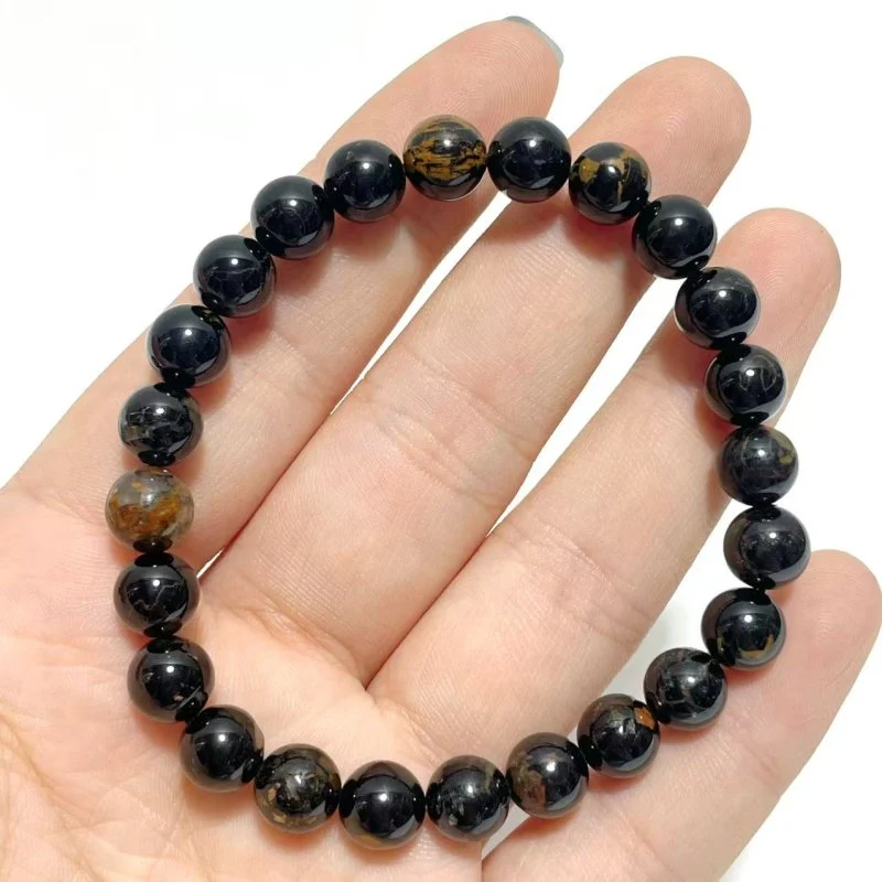 8mm Black Tourmaline Mixed Yellow Impurity Bracelets Wholesale - Image 4