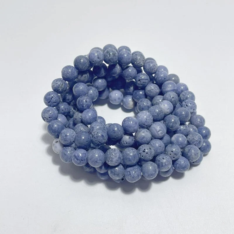 8mm Natural Blue Coral Bracelets Wholesale - Image 3