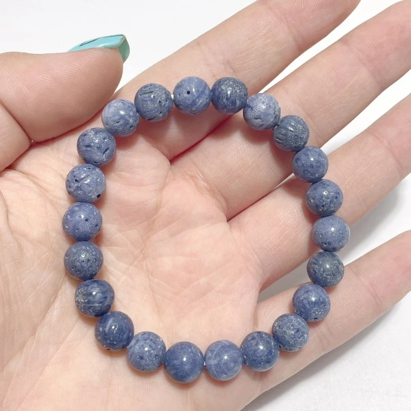 8mm Natural Blue Coral Bracelets Wholesale - Image 4