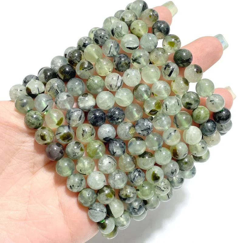 Local Stock - 8MM Green Prehnite Mixed Green Tourmaline Bracelet Wholesale - Image 2