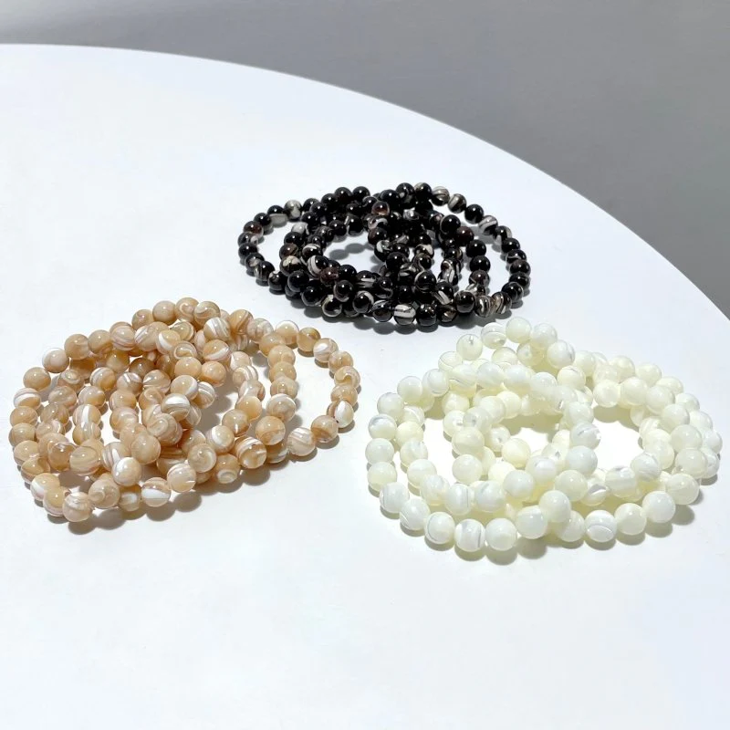 3 Colors Mother of Pearl Mop Shell Round Shells Bracelet Wholesale