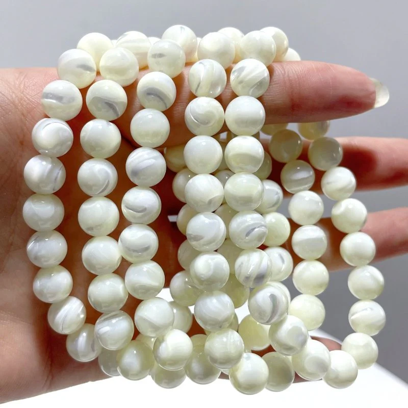 3 Colors Mother of Pearl Mop Shell Round Shells Bracelet Wholesale - Image 2