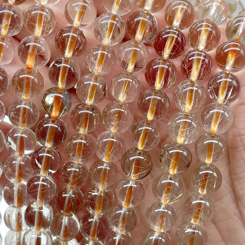 10 Pieces 8mm Rutile Quartz Beads 3-Loop Bracelet/Necklace For DIY - Image 4
