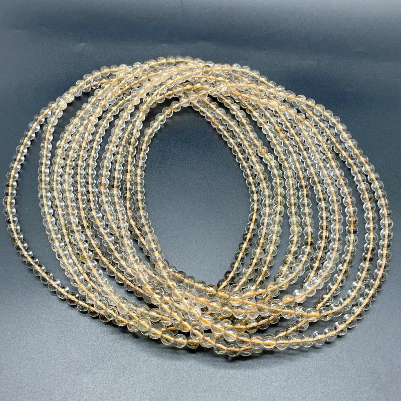 10 Pieces 8mm Rutile Quartz Beads 3-Loop Bracelet/Necklace For DIY - Image 7