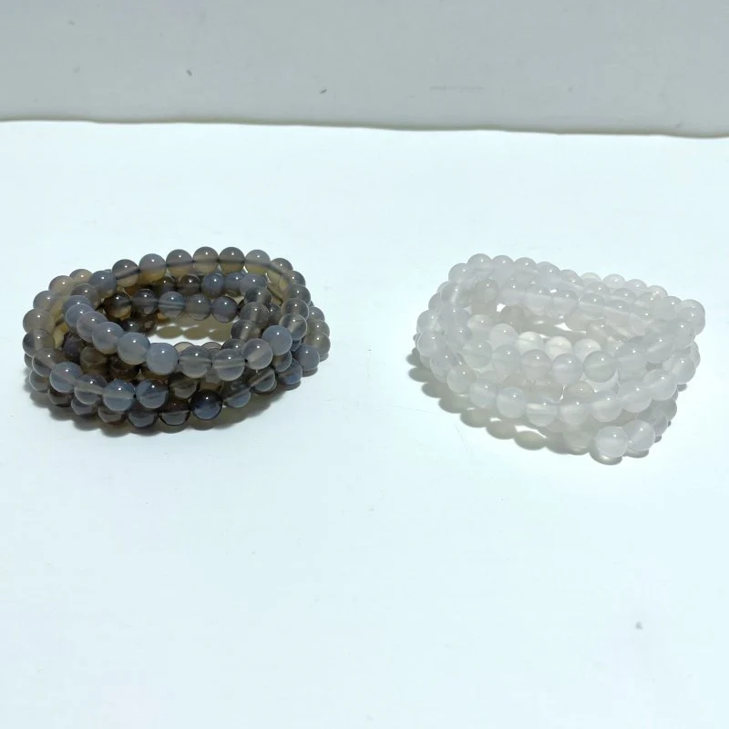 8mm White Agate Grey Agate Bracelets Wholesale