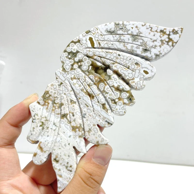 3 Pairs 8th Vein Ocean Jasper Butterfly Wing Carving With Stand #1 - Image 6