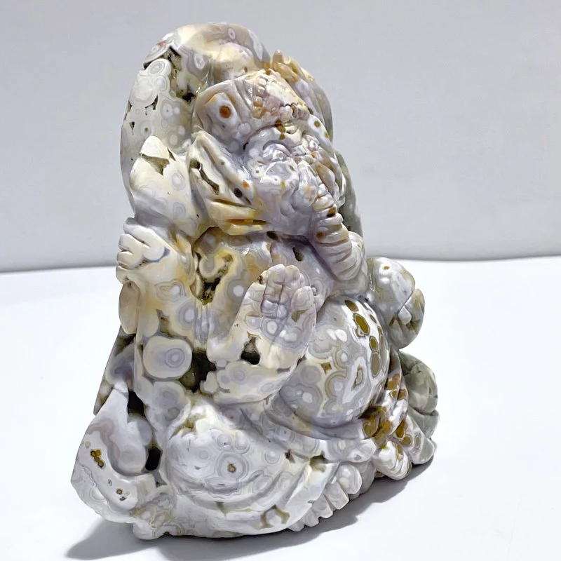 Beautiful 8th Vein Ocean Jasper Ganesha Carving - Image 2