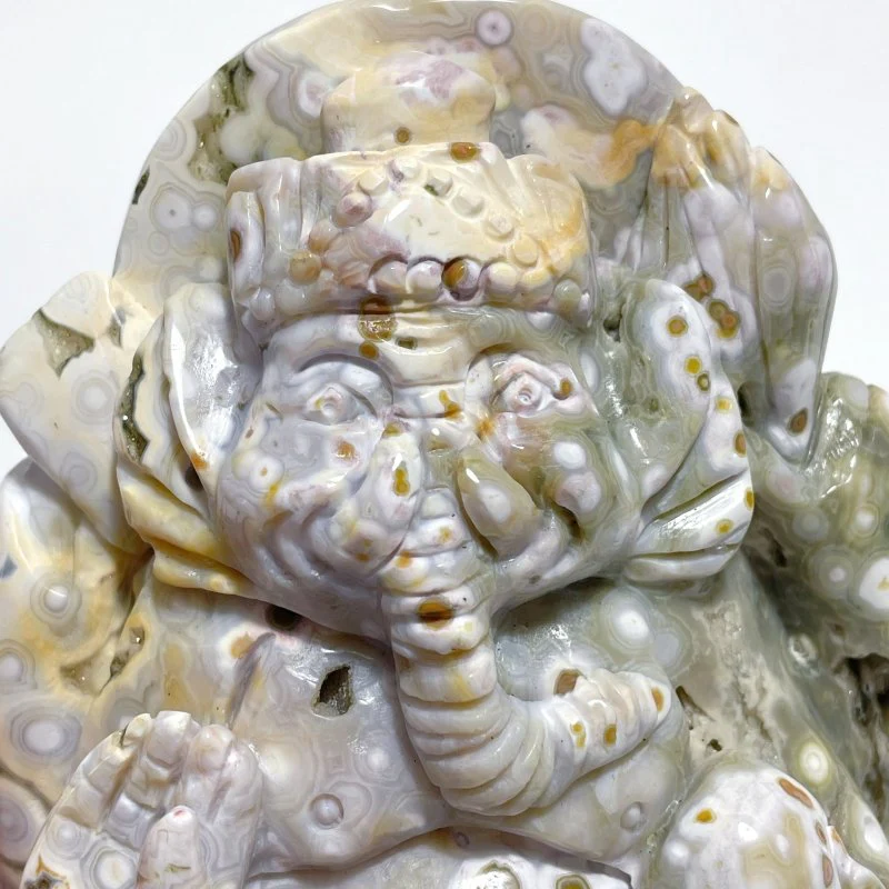 Beautiful 8th Vein Ocean Jasper Ganesha Carving - Image 4