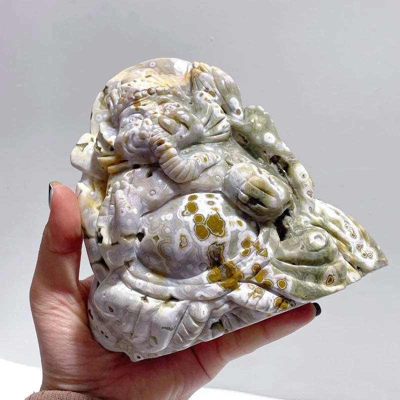 Beautiful 8th Vein Ocean Jasper Ganesha Carving - Image 8