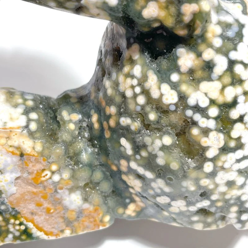 Beautiful 8th Vein Ocean Jasper Leopard Panther Skull Carving - Image 6
