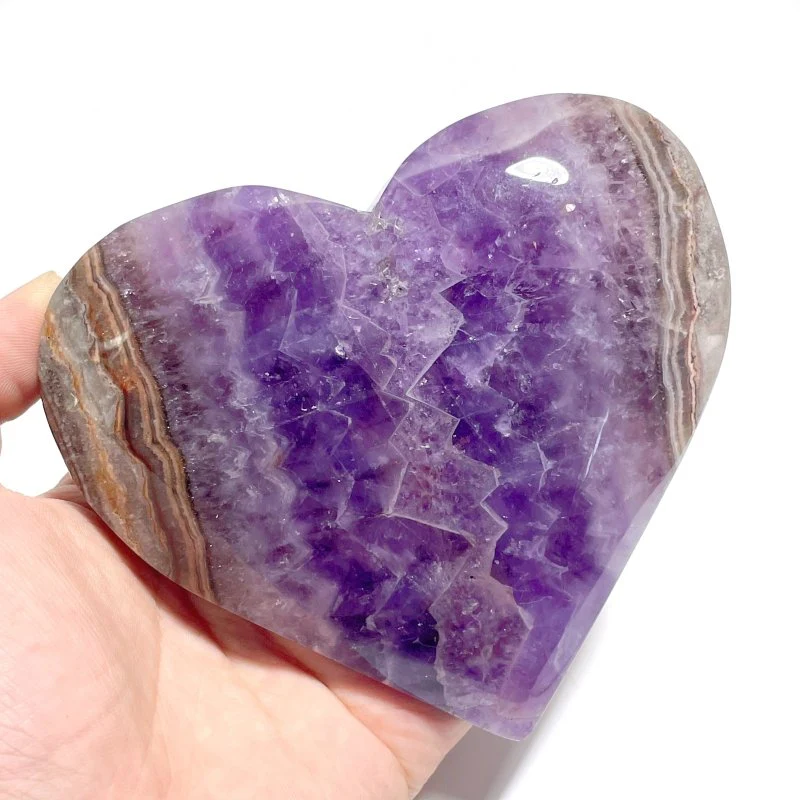 9 Pieces Amethyst Mixed Agate Heart With Stand - Image 2