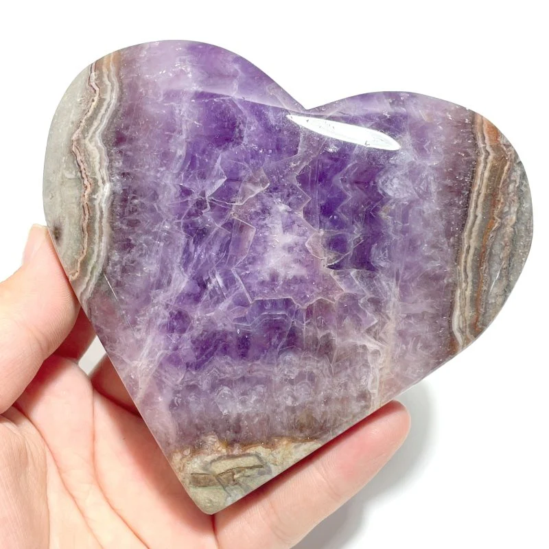 9 Pieces Amethyst Mixed Agate Heart With Stand - Image 3