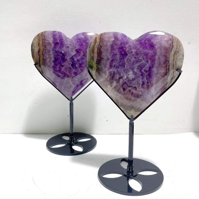 9 Pieces Amethyst Mixed Agate Heart With Stand - Image 6