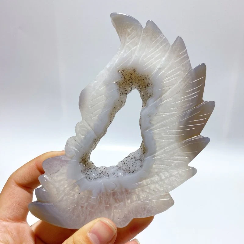 9 Pieces Geode Agate Druzy Indian Feathers Carving - Image 2