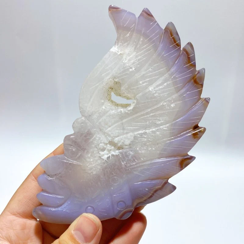 9 Pieces Geode Agate Druzy Indian Feathers Carving - Image 4