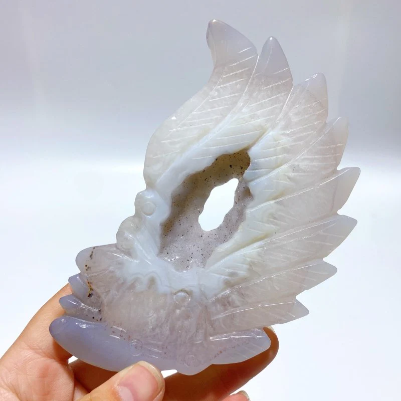 9 Pieces Geode Agate Druzy Indian Feathers Carving - Image 4