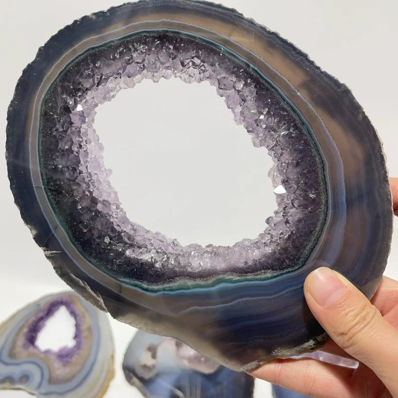 8 Pieces Large Geode Amethyst Mixed Agate Slabs