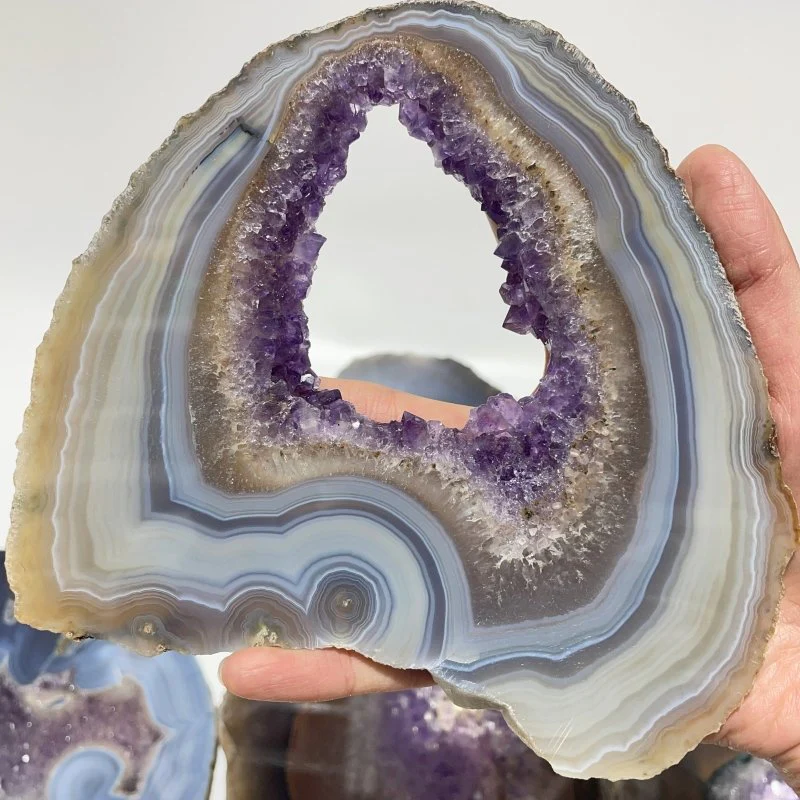 8 Pieces Large Geode Amethyst Mixed Agate Slabs - Image 2