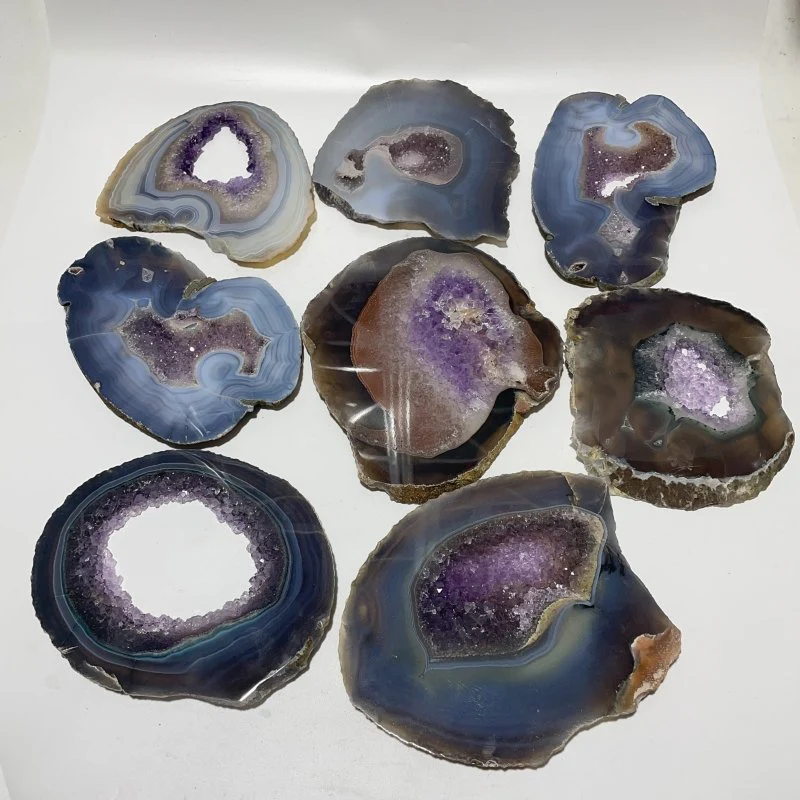 8 Pieces Large Geode Amethyst Mixed Agate Slabs - Image 3