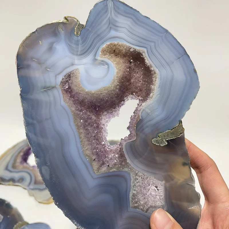 8 Pieces Large Geode Amethyst Mixed Agate Slabs - Image 5