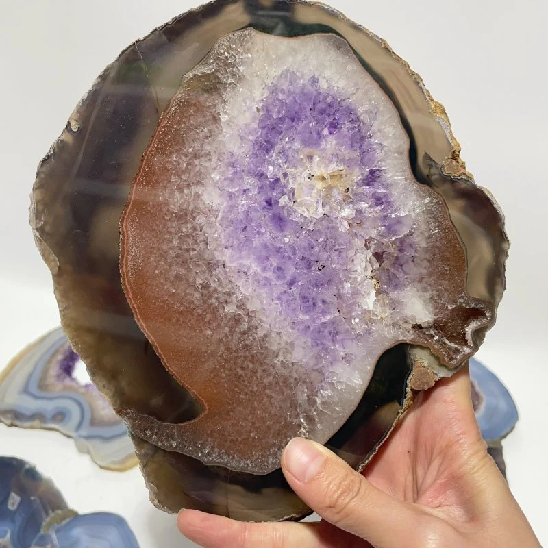 8 Pieces Large Geode Amethyst Mixed Agate Slabs - Image 6