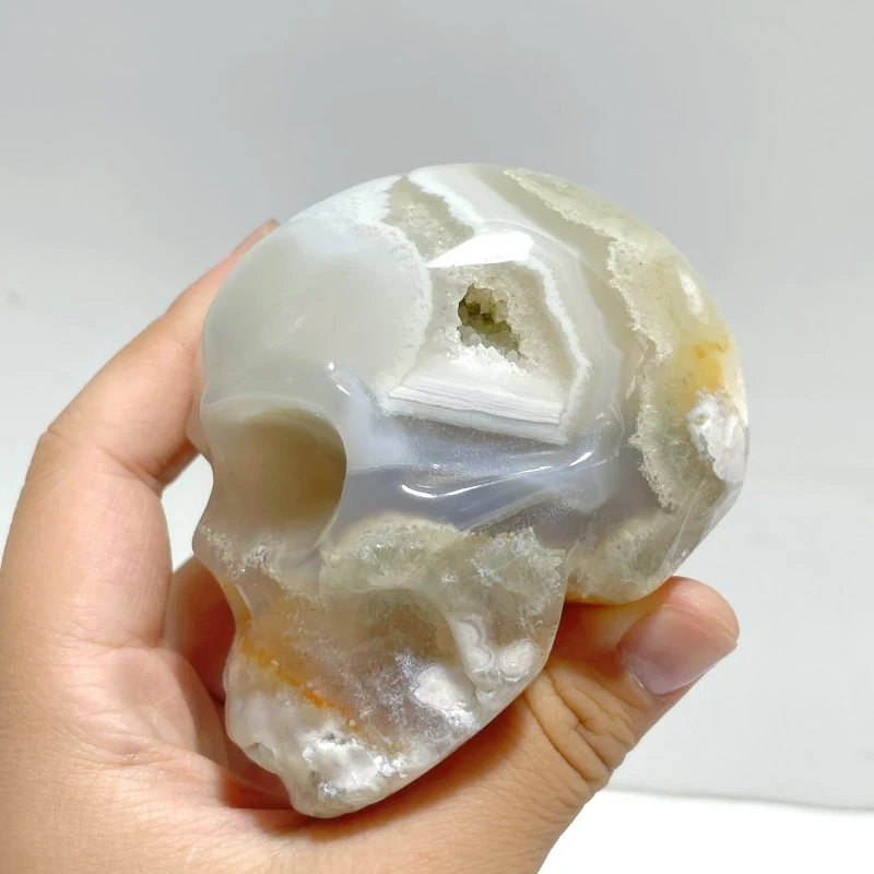 10 Pieces Sakura Flower Agate Skull Carving - Image 3