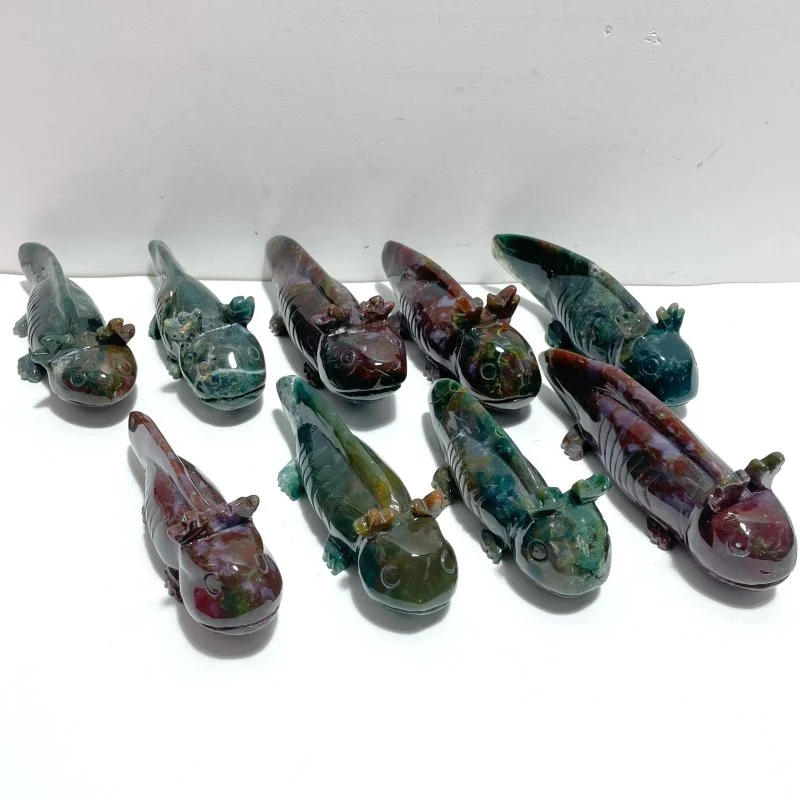 9 Pieces Ocean Jasper Newt Carving