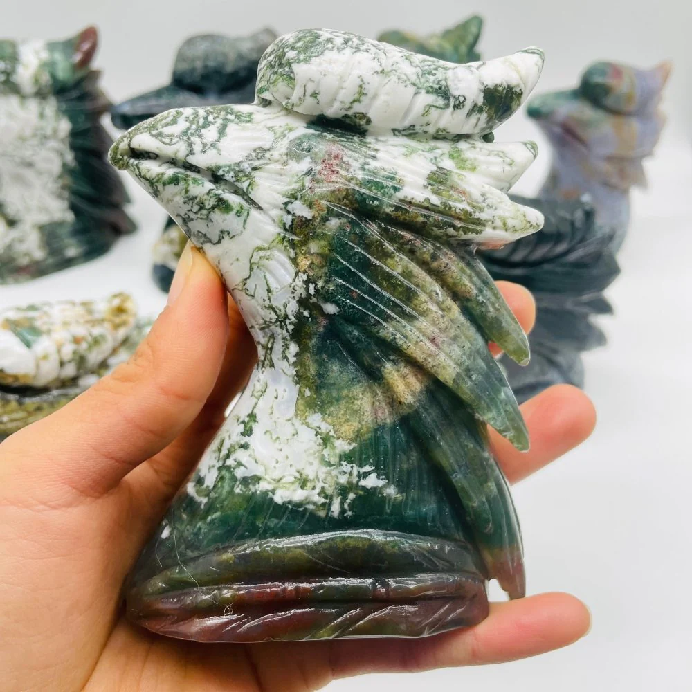 9 Pieces Ocean Jasper Rhyticeros Undulatus Birds Carving - Image 5