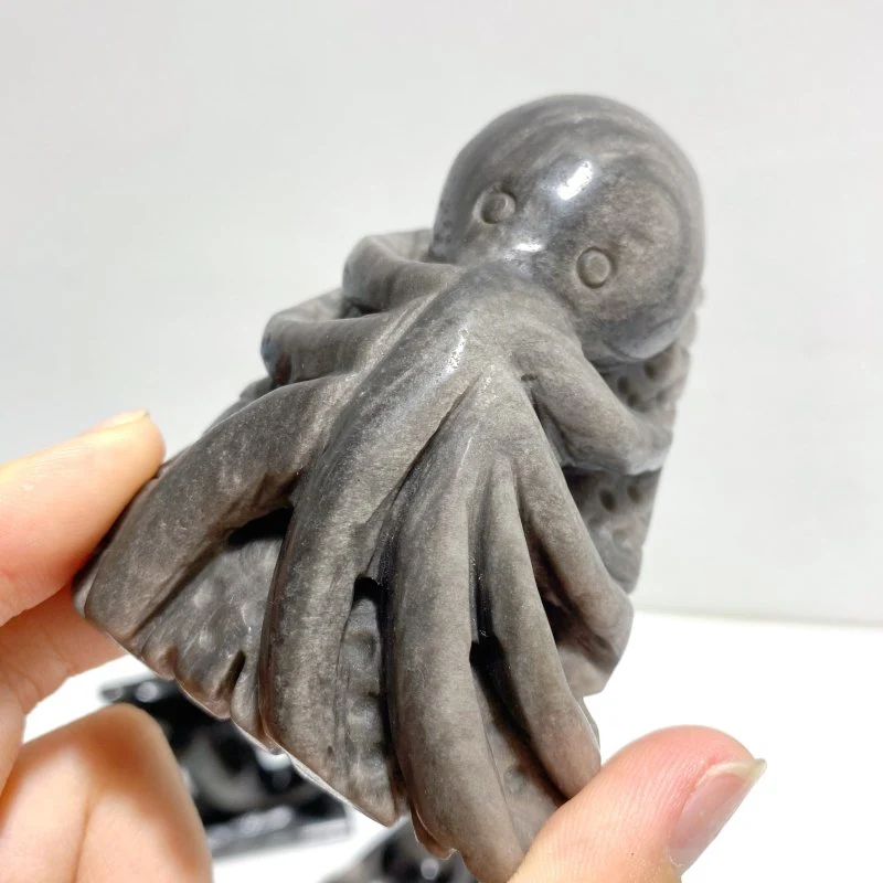 9 Pieces Silver Sheen Obsidian Sea Animals Carving - Image 4