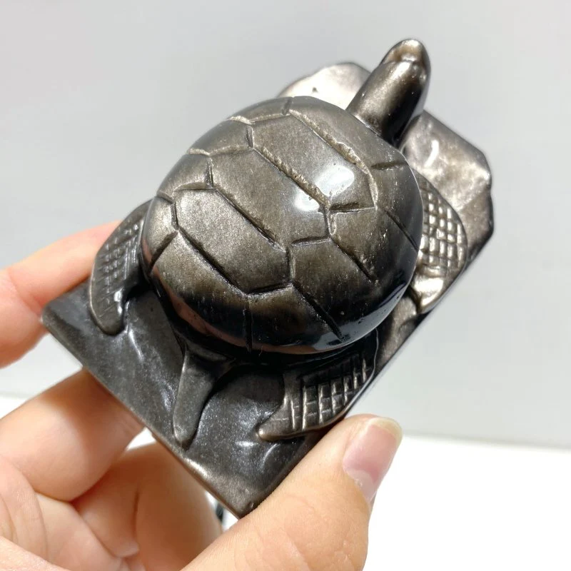 9 Pieces Silver Sheen Obsidian Sea Animals Carving - Image 6