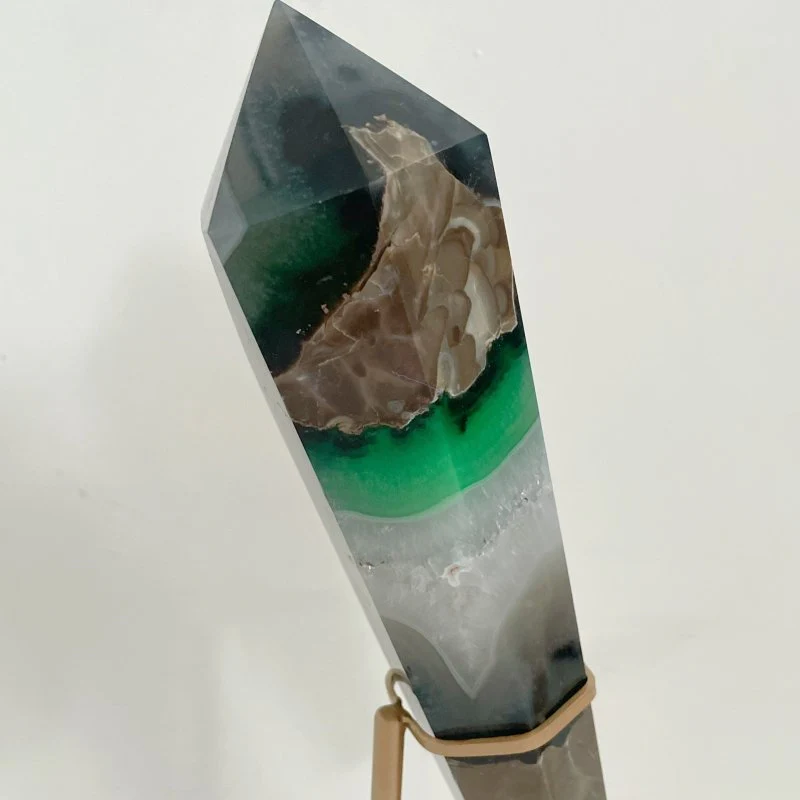 2 Pieces Volcano Agate Scepter Wand With Stand (UV Reactive) - Image 2