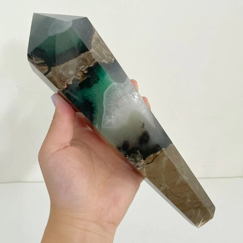 2 Pieces Volcano Agate Scepter Wand With Stand (UV Reactive) - Image 3