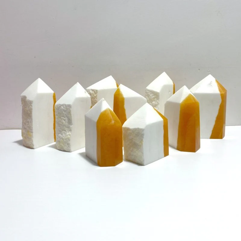9 Pieces Yellow Calcite Points Raw Side