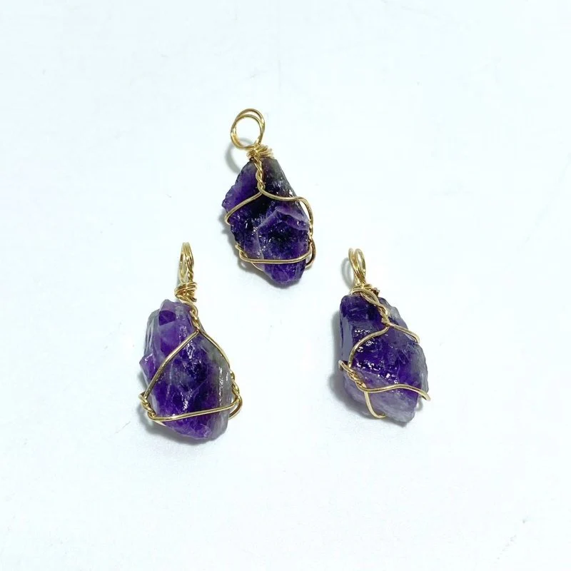 9 Types Raw Stone Crystal Pendants Wholesale Rose Quartz Chevron Amethyst Sunstone - Image 10