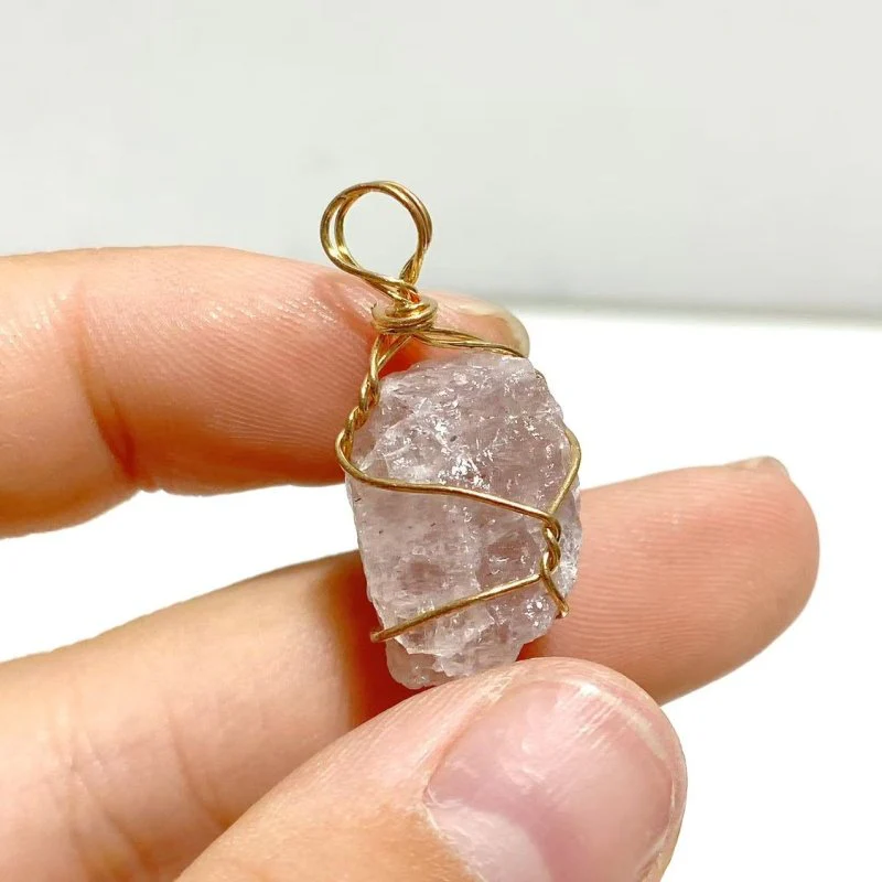 9 Types Raw Stone Crystal Pendants Wholesale Rose Quartz Chevron Amethyst Sunstone - Image 12