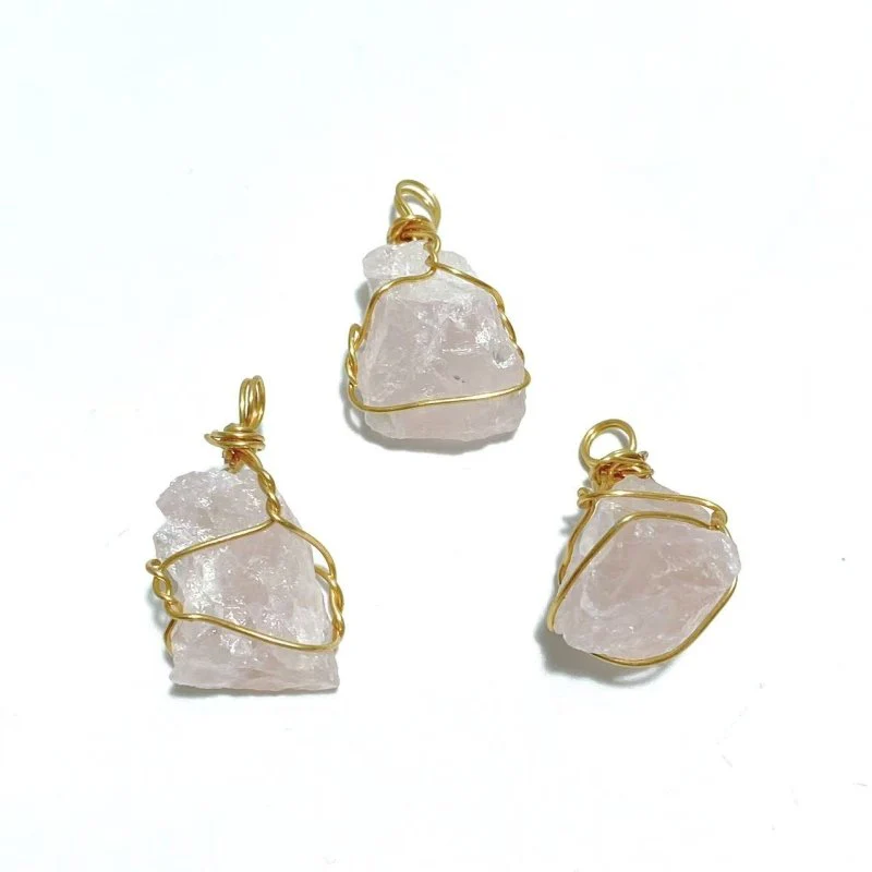 9 Types Raw Stone Crystal Pendants Wholesale Rose Quartz Chevron Amethyst Sunstone - Image 6