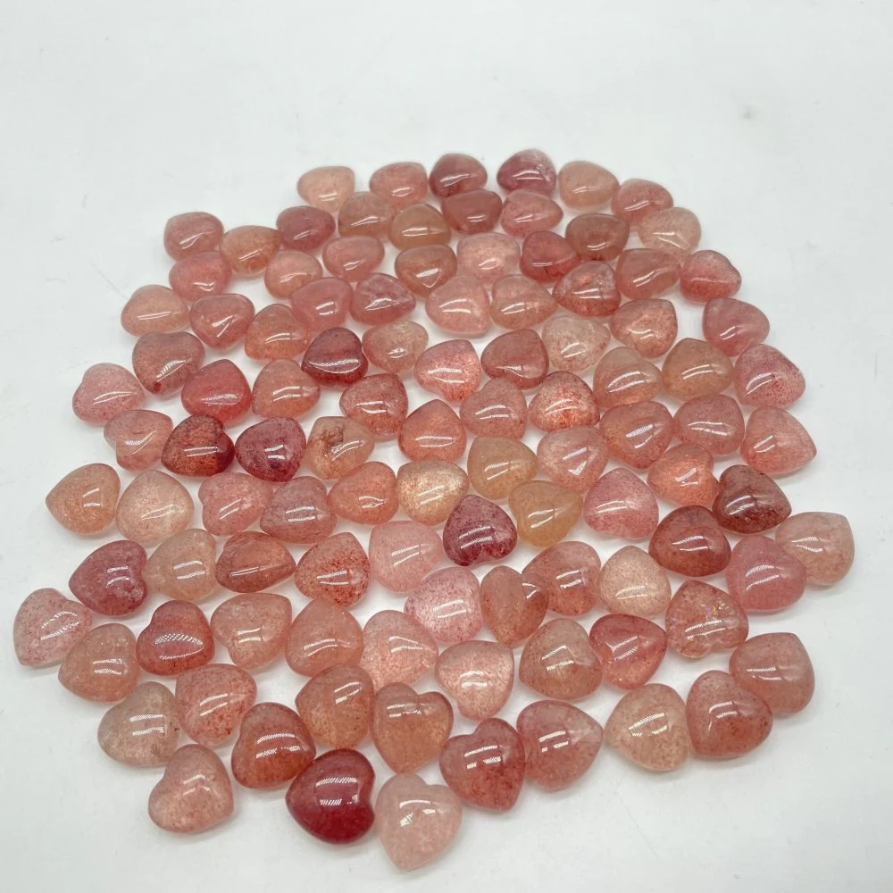 99 Pieces Mini High Quality Strawberry Quartz Heart DIY Pendant - Image 3